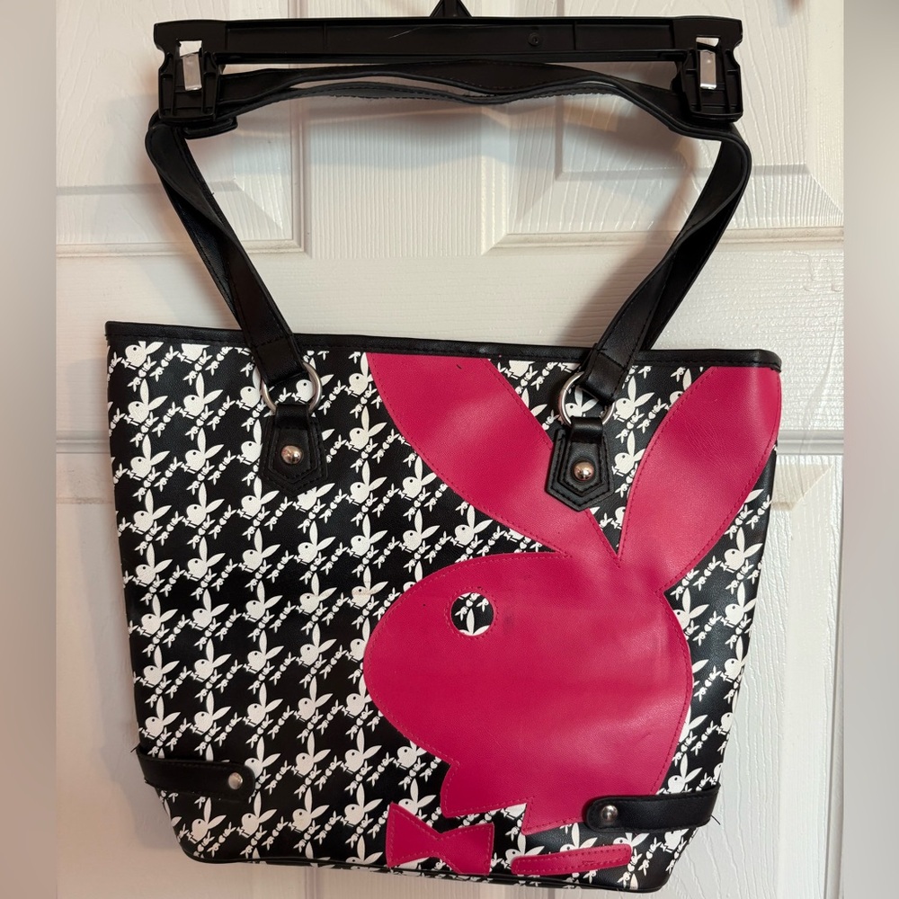PLAYBOY Black and Pink Bunny Tote